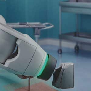 Robot arm in 3d medical clinic
