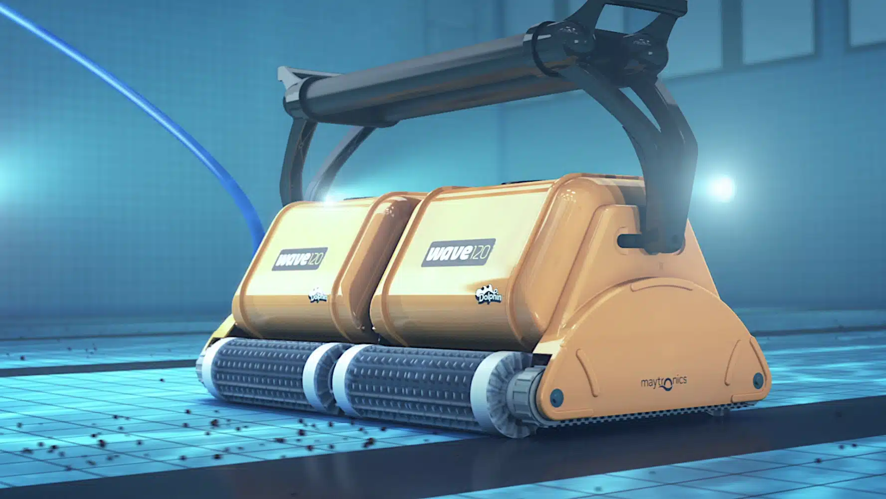 Industrial robotic pool cleaner with dual brushes
