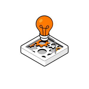Creative thinking and concept development for B2B products – lightbulb icon