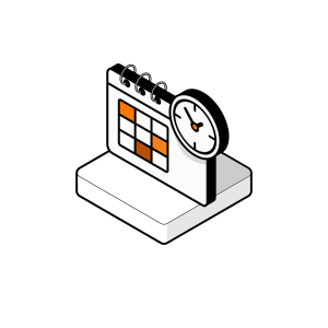 Project management and on-time delivery – calendar and clock icon